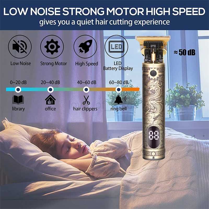 Metal Body LCD Original T9 Hair Trimmer 1200mAh Battery 7500 RPM New in Electric Brushes for Hair Mens Electric Shaver BarberM240715