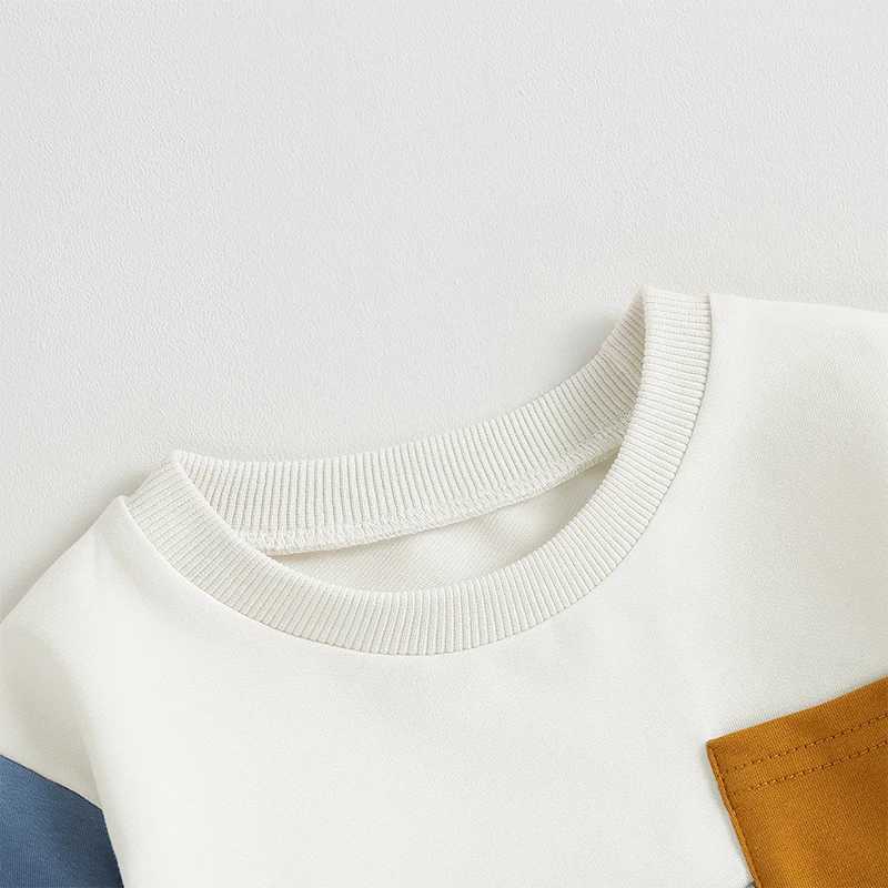 Clothing Sets 2023-05-19 Lioraitiin 0-3Years Baby Boy 2Pcs Autumn Pants Set Contrast Color Long Sleeve Crew Neck Sweatshirt Sweatpants Clothes