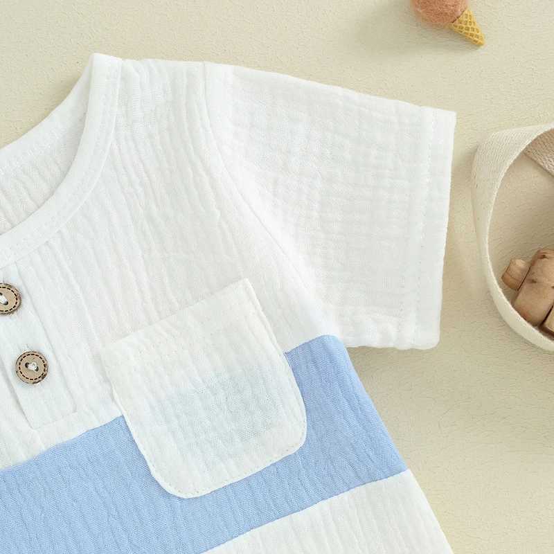 Clothing Sets 0-3Y Toddler Baby Boy Summer Clothes Cotton Soft Short Sleeve Contrast Color Tops and Solid Color Shorts 2Pcs Outfit