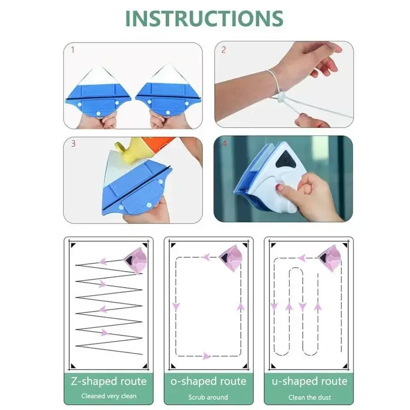 Double-Sided Magnetic Window Cleaner Brush Household Glass Cleaning Wiper dh911125171