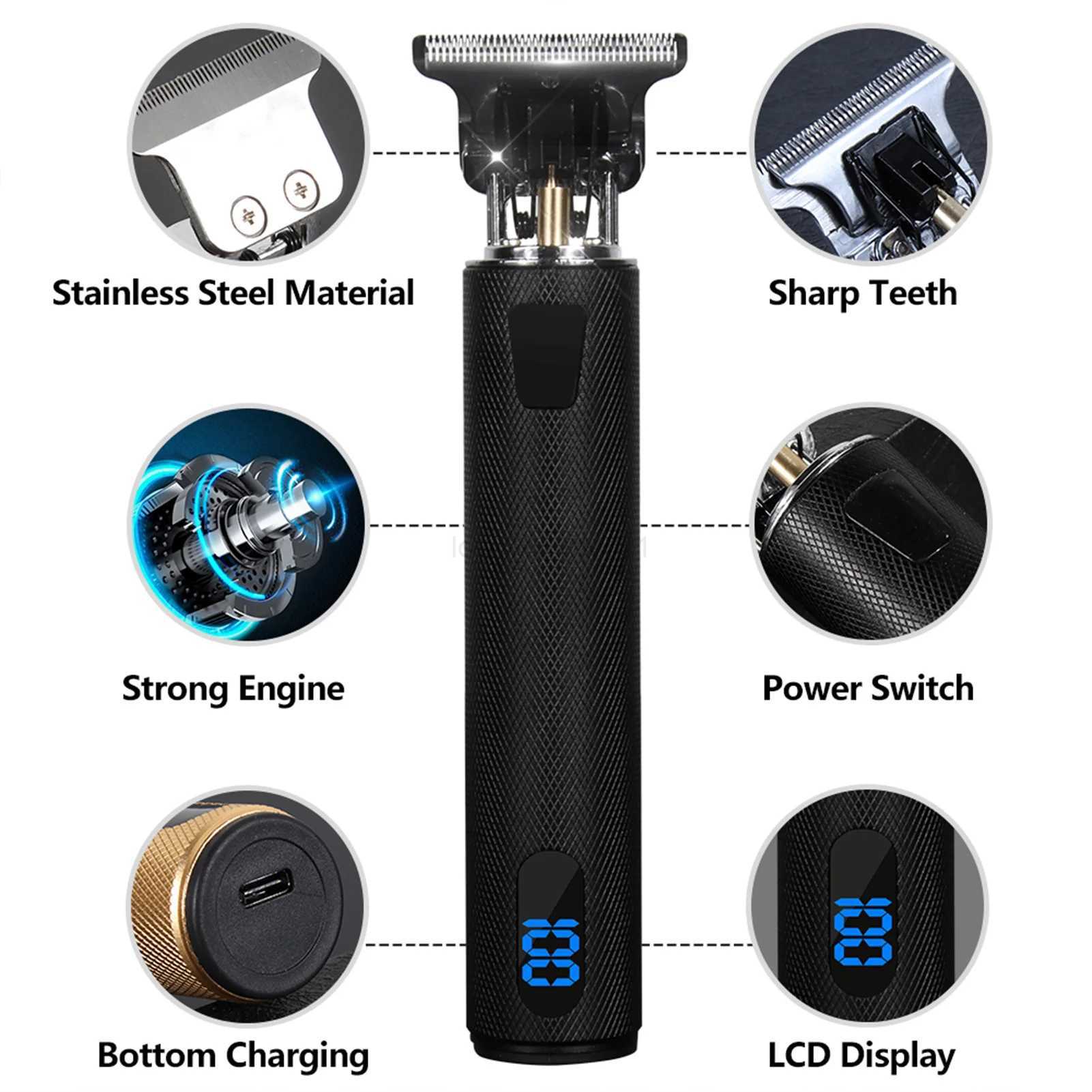 HIENA T9 Hair Trimmers vintage hair cutting machine clipper professional barber machines anti slip texture Cordless Beard ShaverM240715