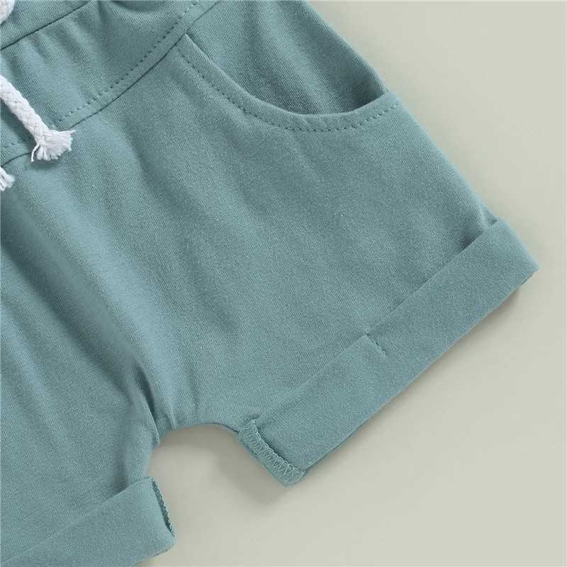 Clothing Sets Toddler Infant Baby Boys Summer Clothing Sets Short Sleeve Contrast Color Tops + Solid Color Drstring Shorts 2pcs Outfit