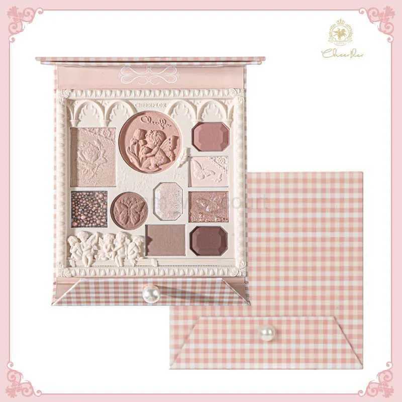 Cheerflor Angel Relief Eye Shadow Amusement Embossed Blush Highlight Integrated EyeShadow Pallete Milk Tea ColorM240715