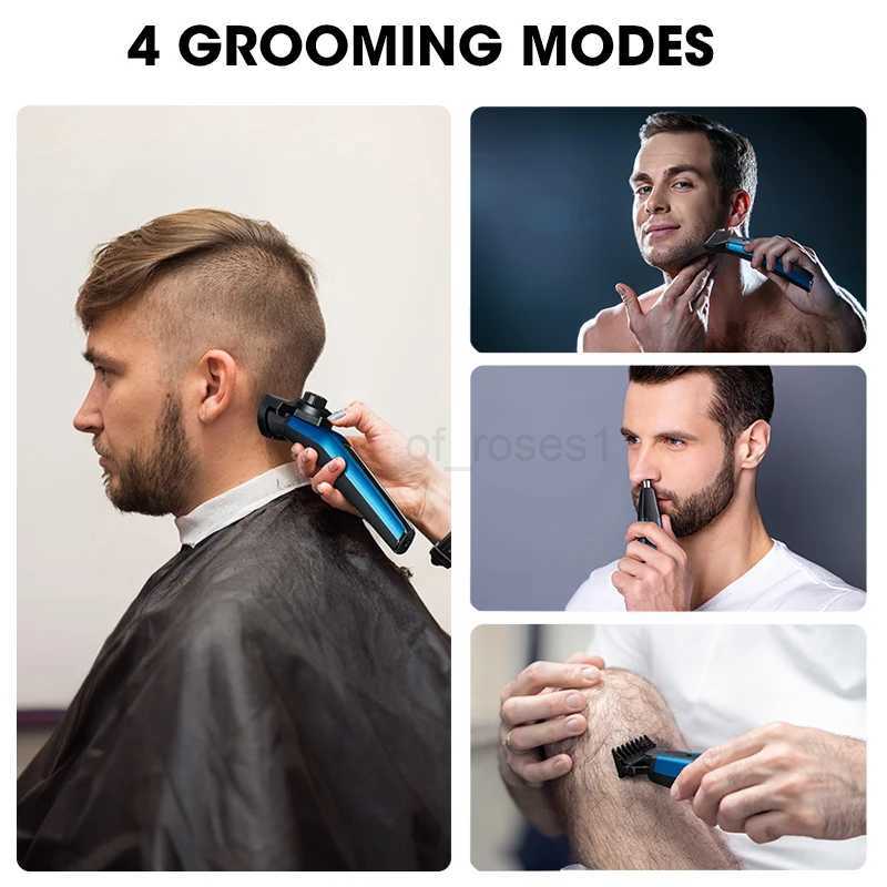 RESUXI 4 in 1 Multi-functional Mens Electric Shaver Nose Hair Trimmer Shaver Oil Head Carving Hair Clipper Hair Cutting MachineM240715