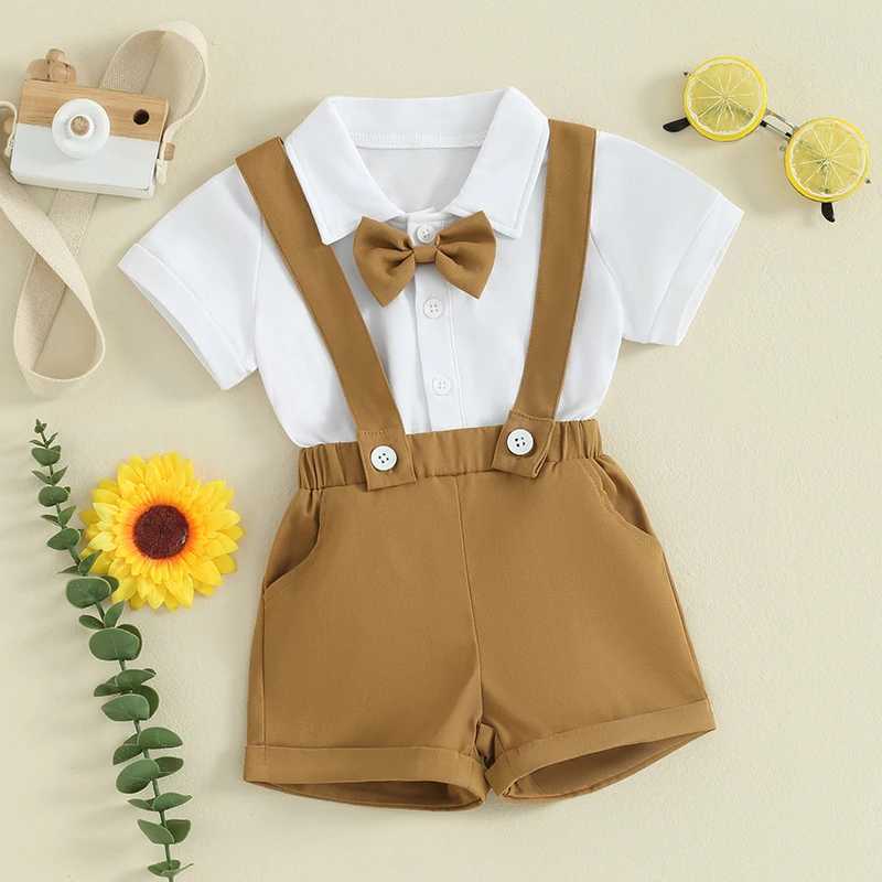 Clothing Sets Toddler Infant Baby Boy Clothes Sets Short Sleeve Lapel Button Romper + Suspender Shorts Summer Gentleman Outifts Clothing