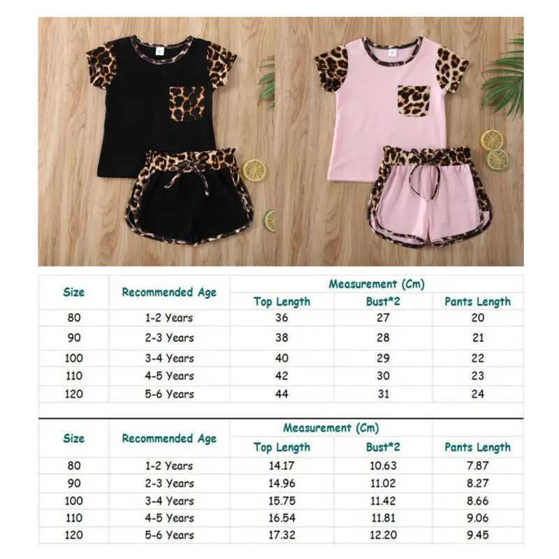 Clothing Sets Pudcoco US Stock 1-6 Years 2PCS Summer Toddler Kids Baby Girl Clothes Set Print Leopard Short Sleeve Top Pants Leopard Outfits