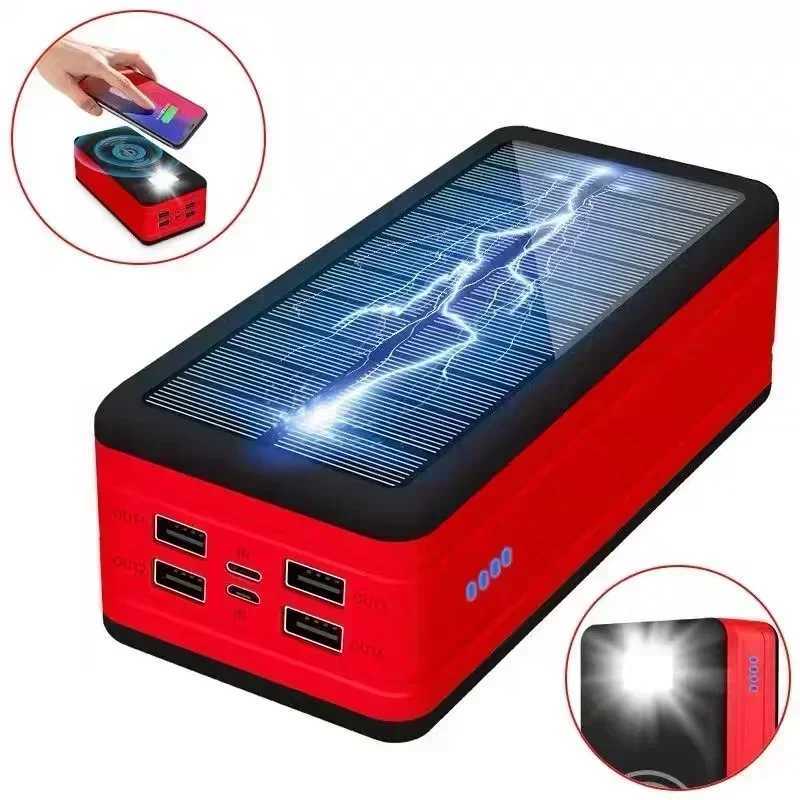 100000mAh Solar Power Bank Mobile Phone Wireless Charging Large Capacity External Battery Fast Charging For Travel And CampingM240715