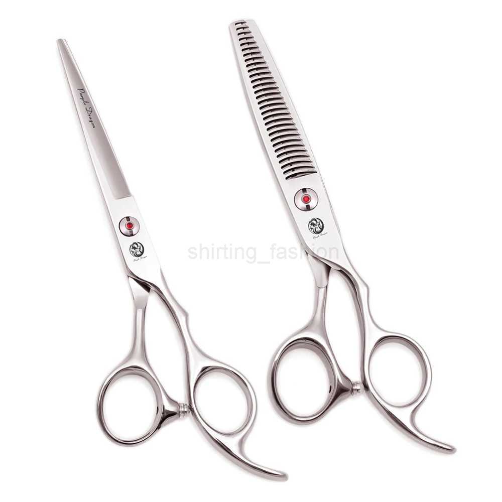 Professional Hair Scissors Japan 440C Purple Dragon 6 Hair Cutting Scissors Barber Thinning Scissors Haircut Set Razor Z2003CL240715