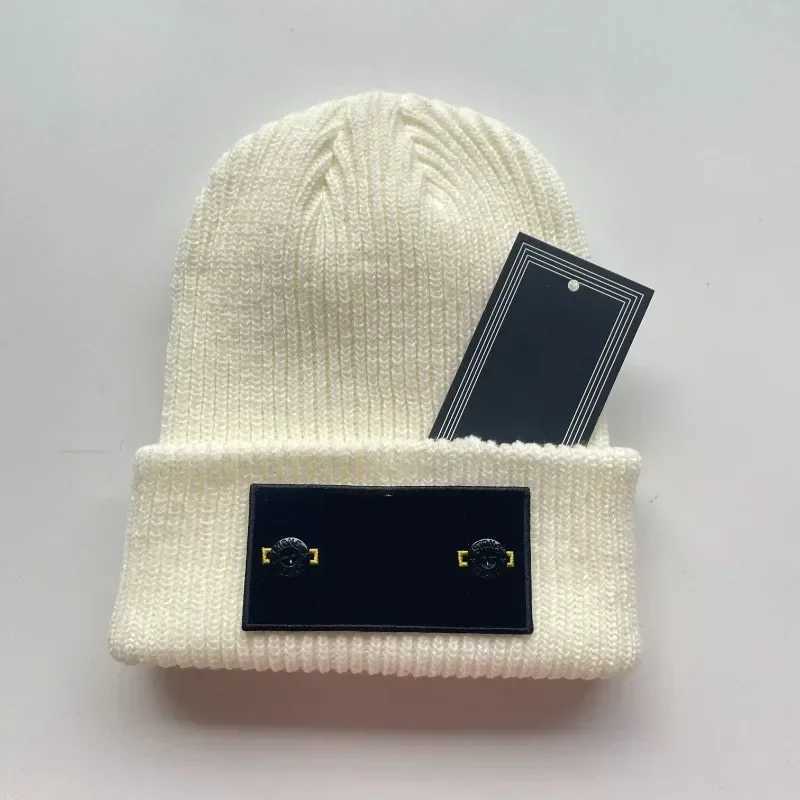 Beanie/Skull Caps 2024 Winter Knitted Hat Wool Warm and Fashionable Soft Beanie Mens Stone Hat Thick Label Ski Sports Knitted Velvet Free C J240711