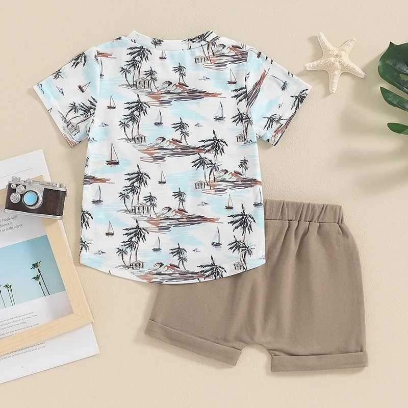 Clothing Sets Toddler Baby Boys Summer Outfits Beach Style Tree Print Short Sleeve T-Shirts Tops Elastic Waist Shorts 2Pcs Clothes Set