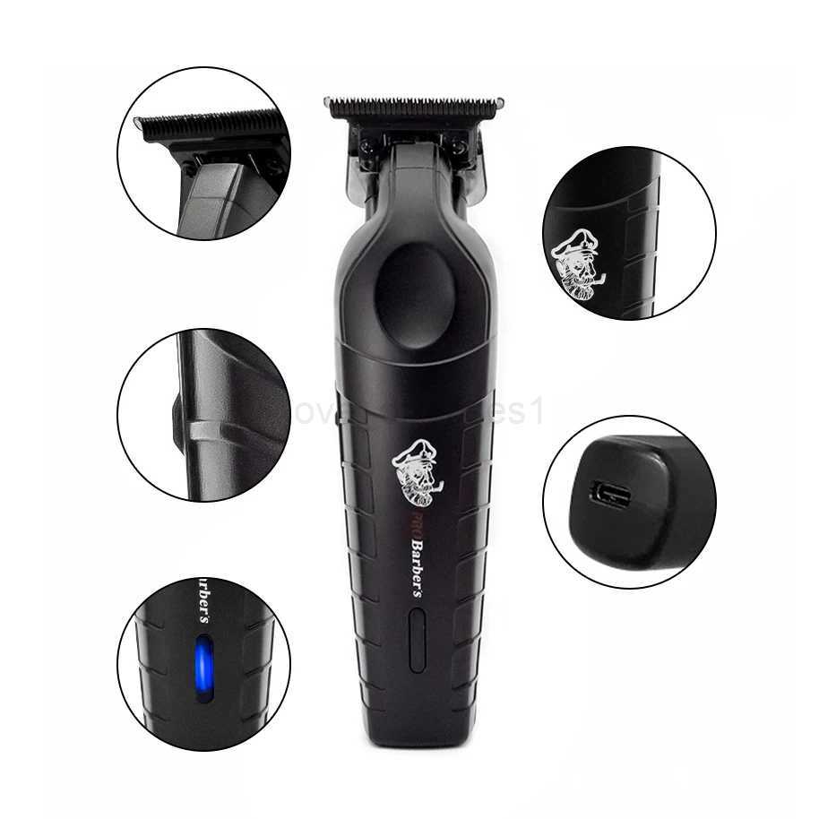 Powerful Barber Cordless Hair Trimmer 0mm Zero Gapped Carving Clipper Detailer Professional Electric Finish Cutting MachineM240715