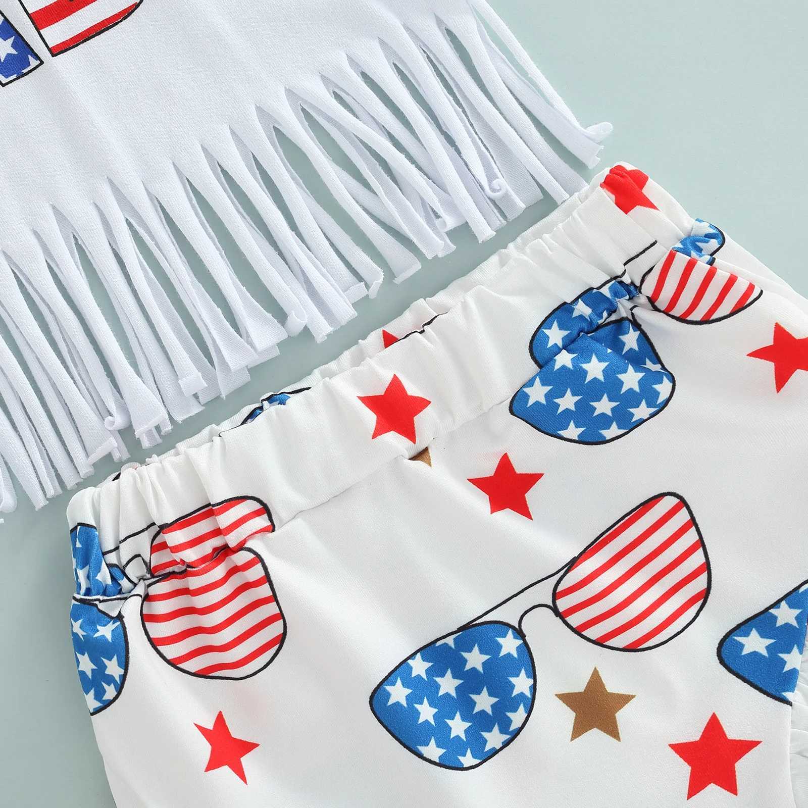 Clothing Sets 2022-03-09 Lioraitiin 0-24M Newborn Infant Baby Girl 3Pcs Independence Day Summer Clothing Letter Printed Shirt Stars Shorts