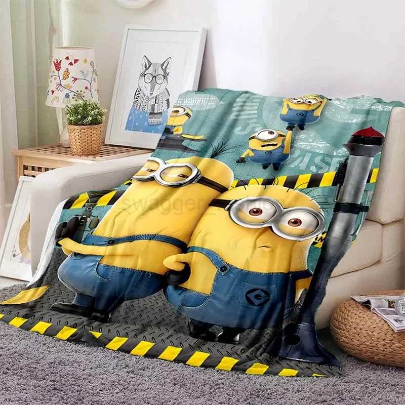 6 Sizes Cute Minions Printed Blanket Children Adult Blanket Soft and Warm Bedding for Bed Sofa Outdoor Travel Cover Blanket GiftB270715