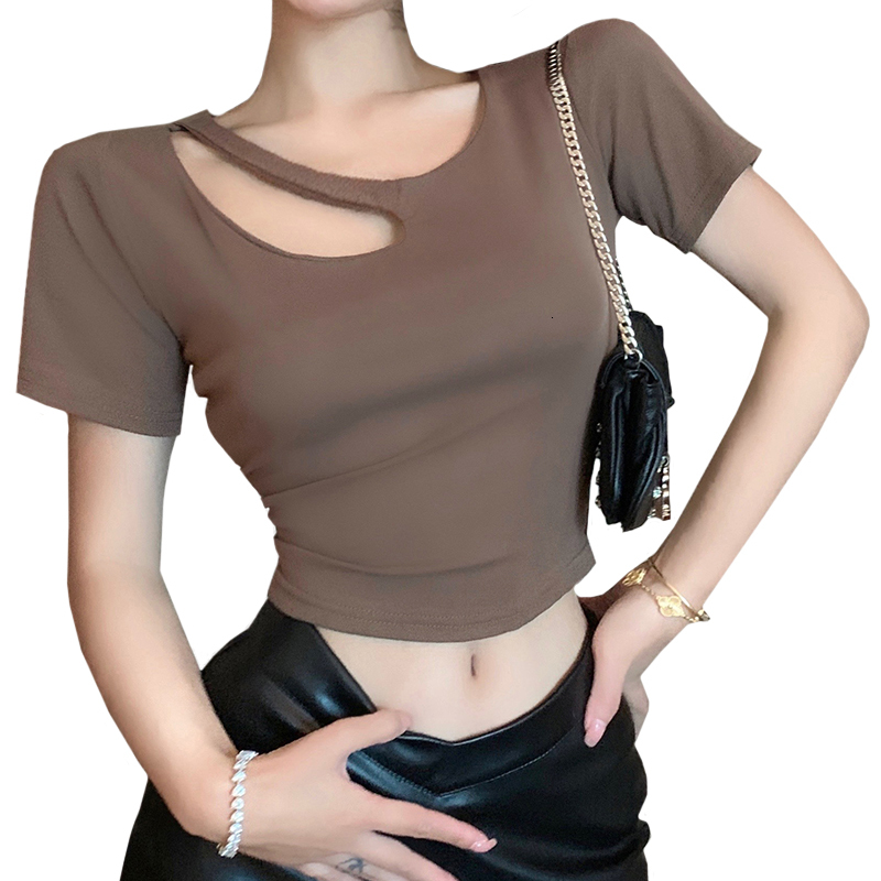 High quality sleeved t-shirt for women, with a niche design. Ins summer slimming and unique irregular short style