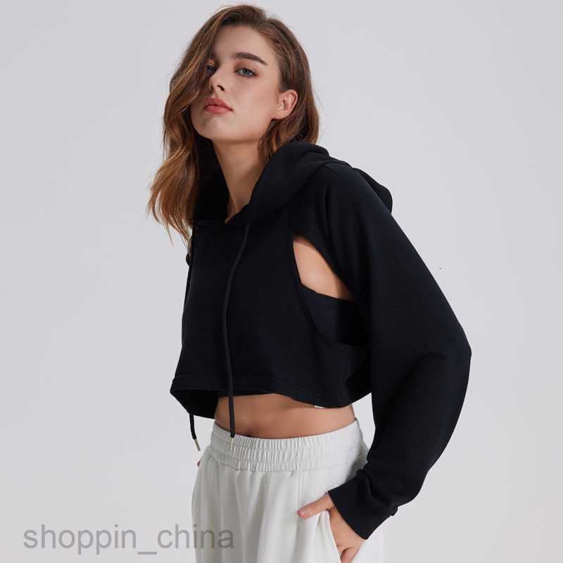 Women Hoodies Sweatshirts New autumn winter streaming sports hoodie for women exposed navel short drawstring loose fit fitness top pullover yoga joggi