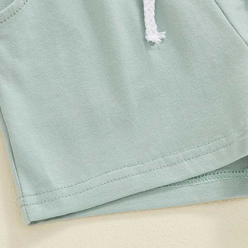 Clothing Sets 2024-05-07 Lioraitiin Little Boys Summer Shorts Outfits Short Sleeve Tree Print Tops and Drstring Shorts Sets