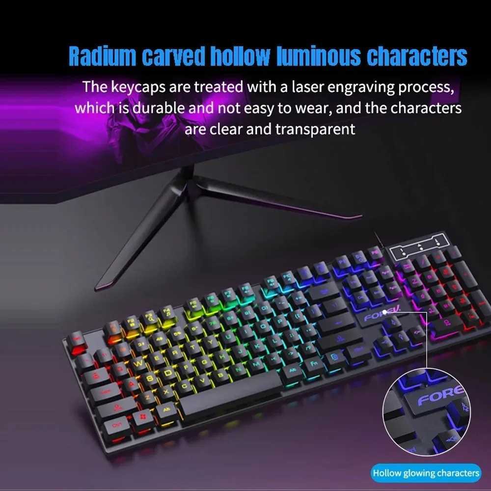 Backlit Mechanical Keyboard Wired Gaming Keyboard waterproof Luminous 104 key keyboard And Mouse Set for Gamer PC Laptop OfficeM240715