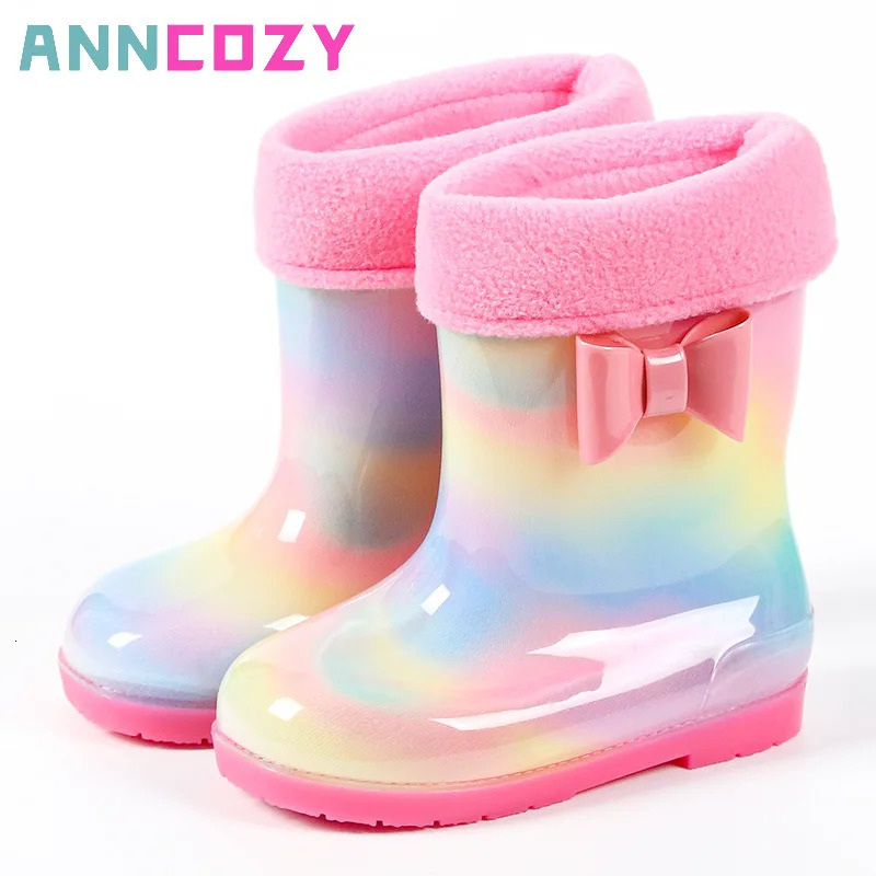 Rainbow Children Water Shoes Rain Boots PVC Kids Rubber Boots Fashion Cute Baby Girls Waterproof Boys Water Boots Infant 240711