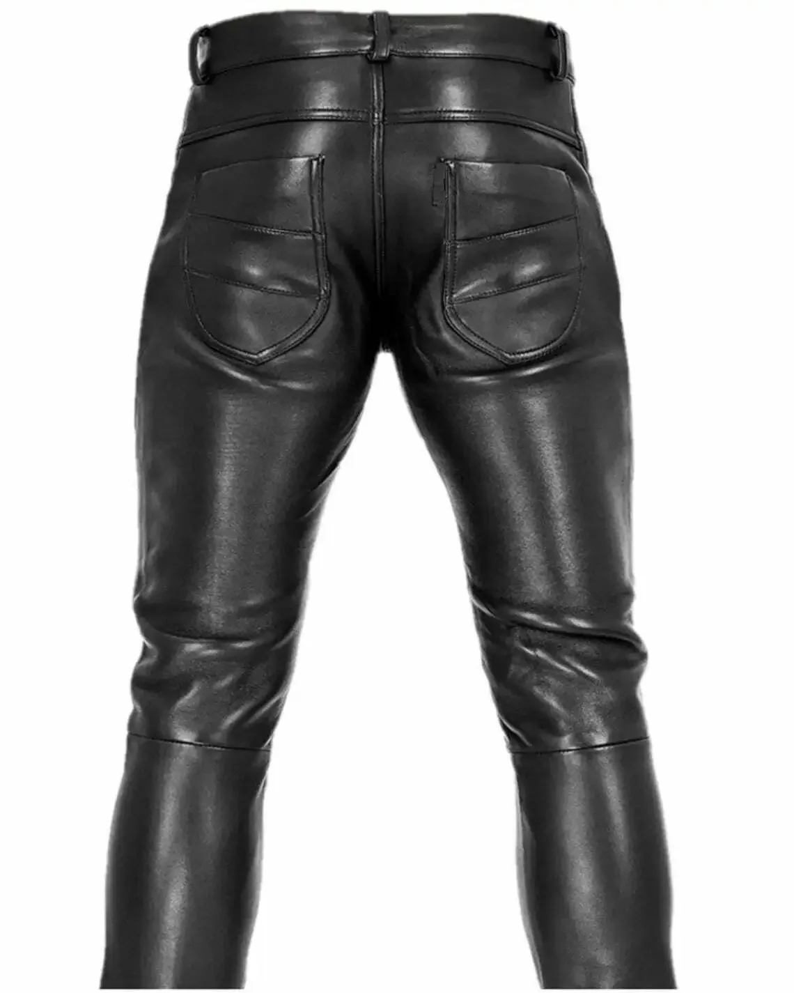 Men Rock Style PU Leather Long Pants leather pants leather motorcycle pants 240712