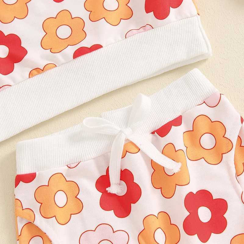 Clothing Sets 2024-05-21 Lioraitiin Toddler Girl Fall Outfits Floral Print Crew Neck Long Sleeve Sweatshirts and Long Pants 2Pcs Clothes Set