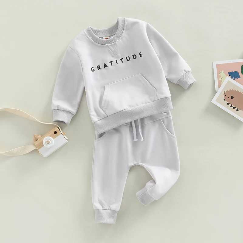 Clothing Sets 2022-10-19 Lioraitiin Baby Girls Boys 2Pcs Fall Outfit Letter Print Round Neck Long Sleeve Sweatshirts Tops Elastic Waist Pant