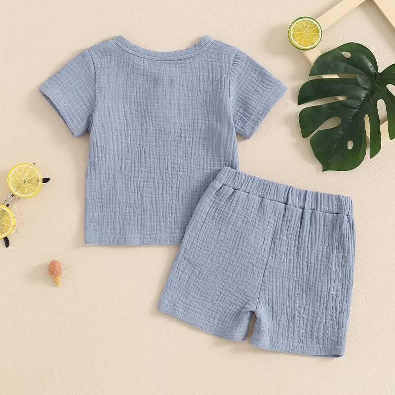 Clothing Sets 2024 Summer Baby Clothing Set Toddler Boys Clothes Suit Infant Patchwork Short Sleeve T-Shirts Elastic Waist Shorts Boys Outfits LGVC