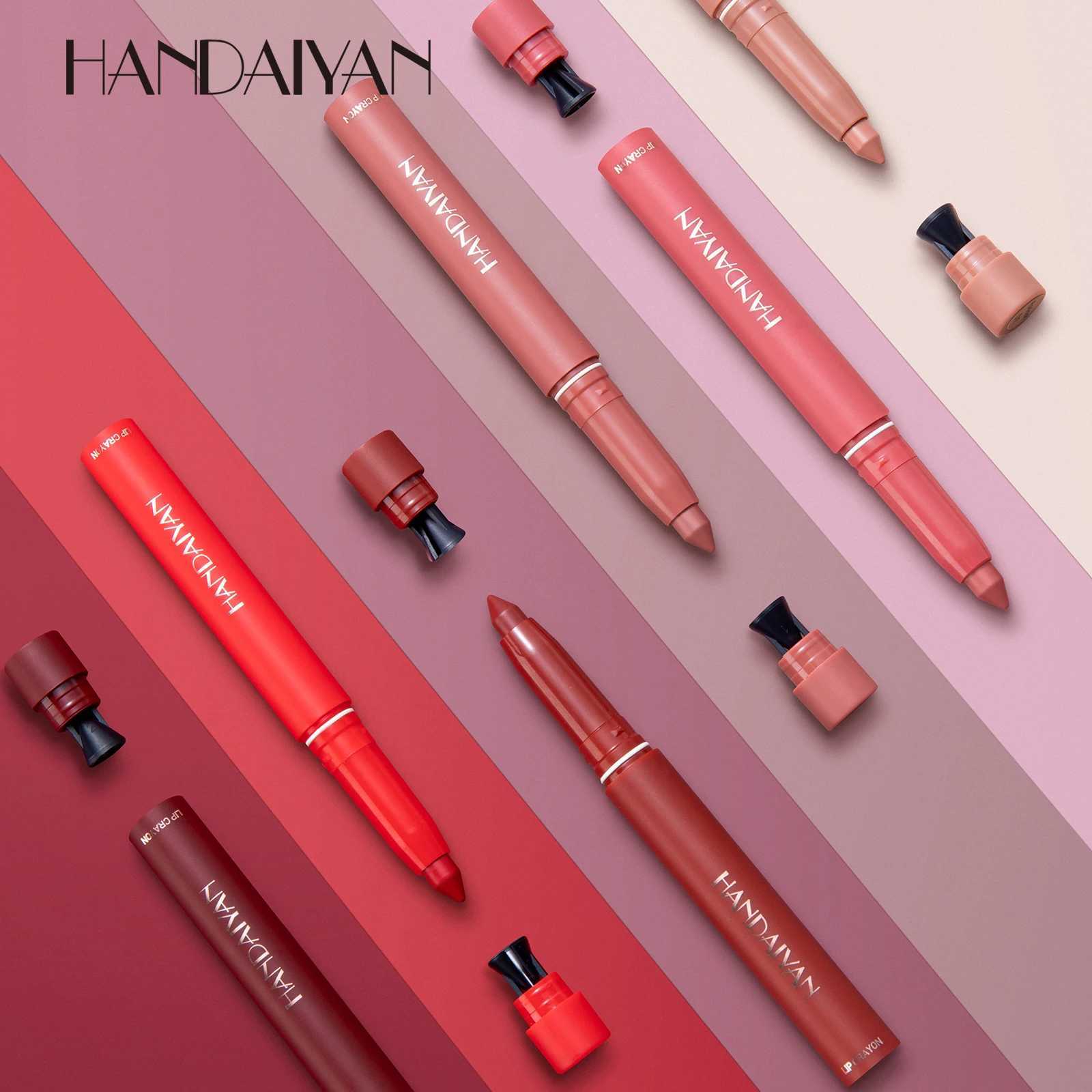 HANDAIYAN 6-color lipliner set rotatable peelable dual-use color resistant lipstick pen zxx240715