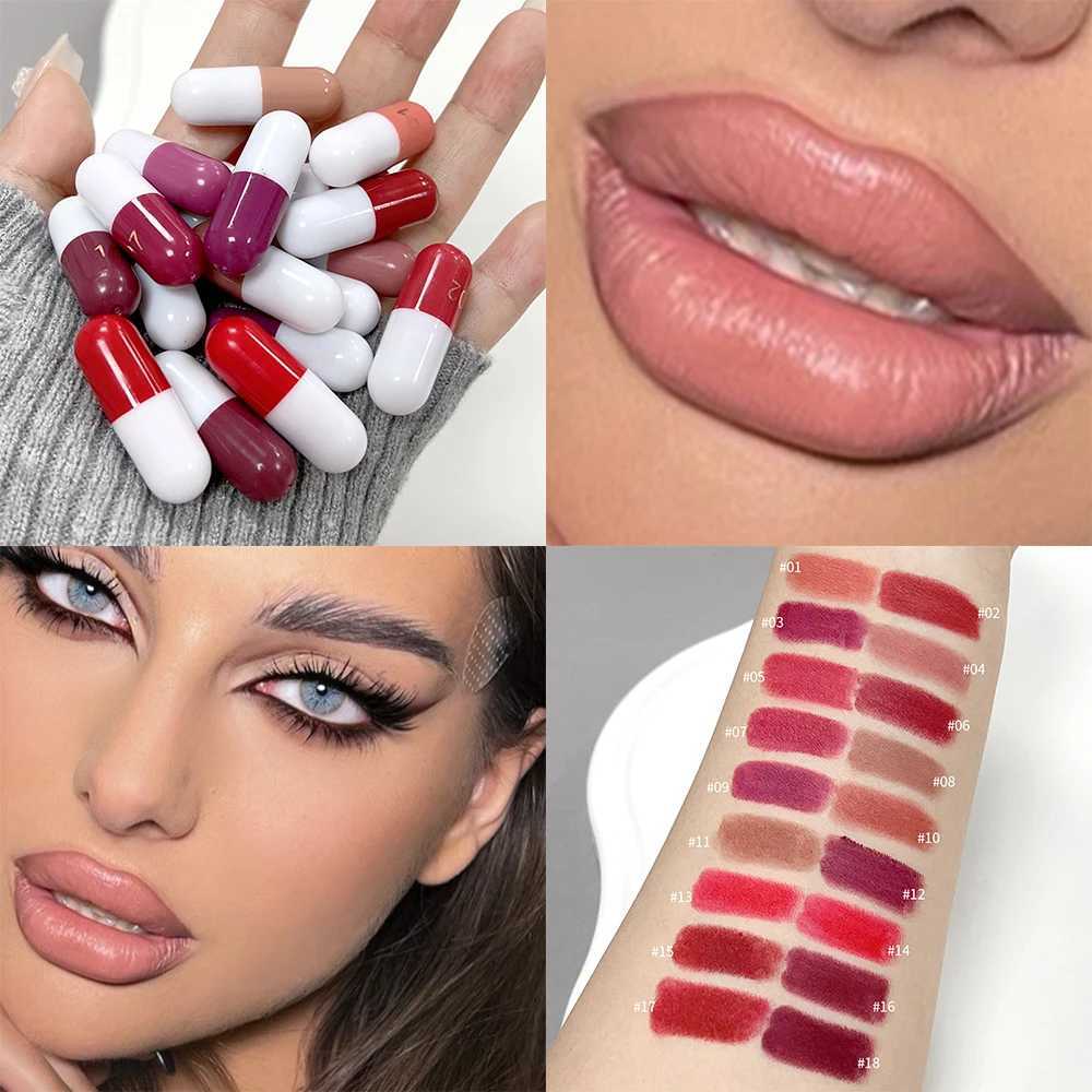 18-color Capsule Lipstick Set Waterproof Non-stick Cup Solid Lip Gloss Mini Long Lasting Matte Nude Lipstick Women Lips Makeup zxx240715