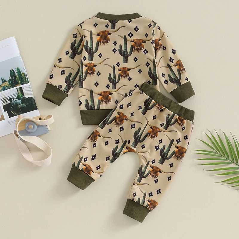 Clothing Sets 2023-09-04 Lioraitiin 0-3Y Toddler Girls Clothing Outfit Western Horse Long Sleeve Sweatshirt Elastic Pant Set Baby Fall Clothes