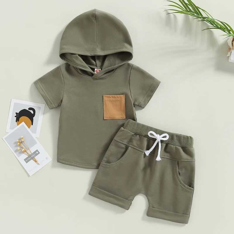 Clothing Sets 0-3Y Toddler Infant Baby Boy Clothes Sets Fashion Short Sleeves Hooded T-shirt Top + Short Pants Summer Newborn Outfits