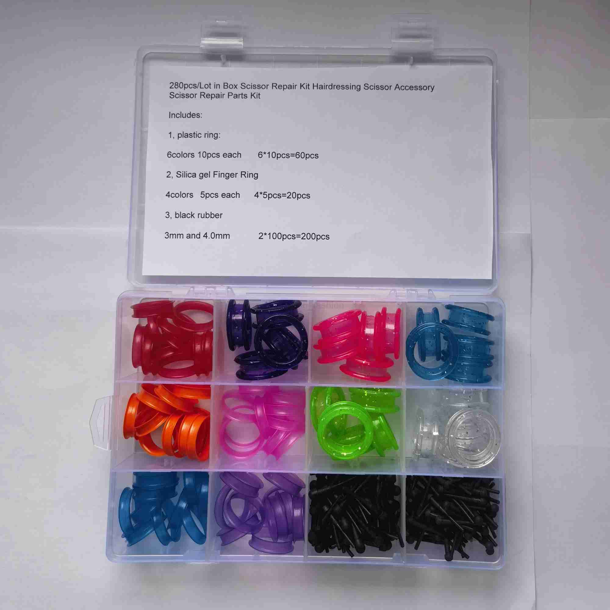 280PCS Finger Rings Inserts and Bumper fit any Hairdressing Scissor replacement partsCL240715