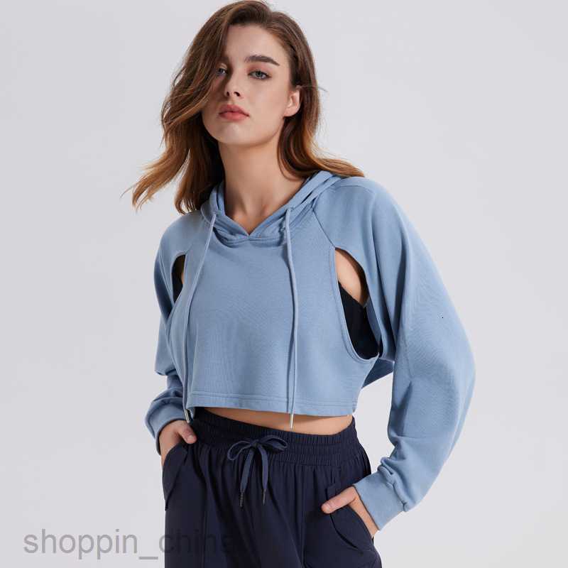 Women Hoodies Sweatshirts New autumn winter streaming sports hoodie for women exposed navel short drawstring loose fit fitness top pullover yoga joggi