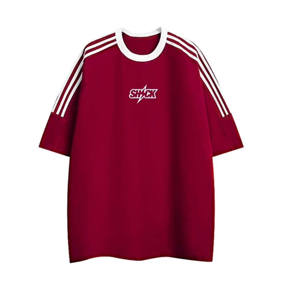 Designer American style three bar pure cotton sports short sleeved T-shirt racing loose top fashionable outdoor sports women's clothing