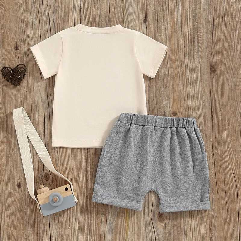 Clothing Sets 2024-03-23 Lioraitiin Summer Baby Outfits Alphabet Print Short Sleeve T-Shirt and Elastic Shorts Set Toddler Girl Boy Clothes