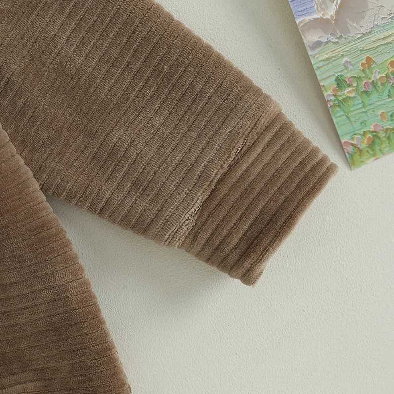 Clothing Sets 2023-06-19 Lioraitiin 0-4Years Toddler Baby Boy Girl 2Pcs Fall Outfit Striped Plush Long Sleeve Sweatshirt Solid Pants Set