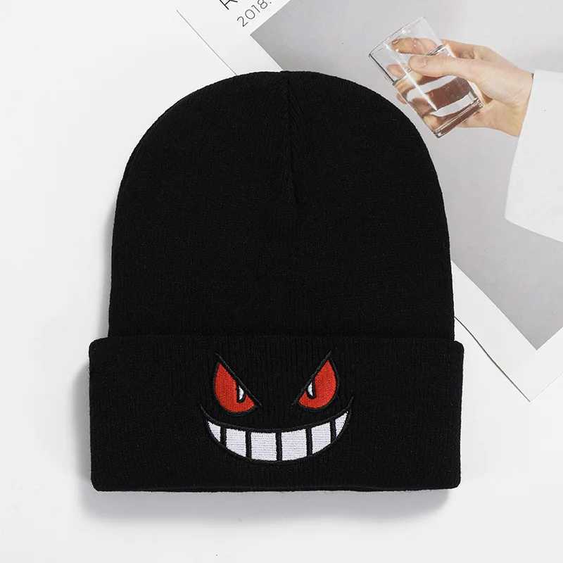 8 unisex winter outdoor beanie childrens knitted Gengar hats childrens casual outdoor Halloween hatsW240715