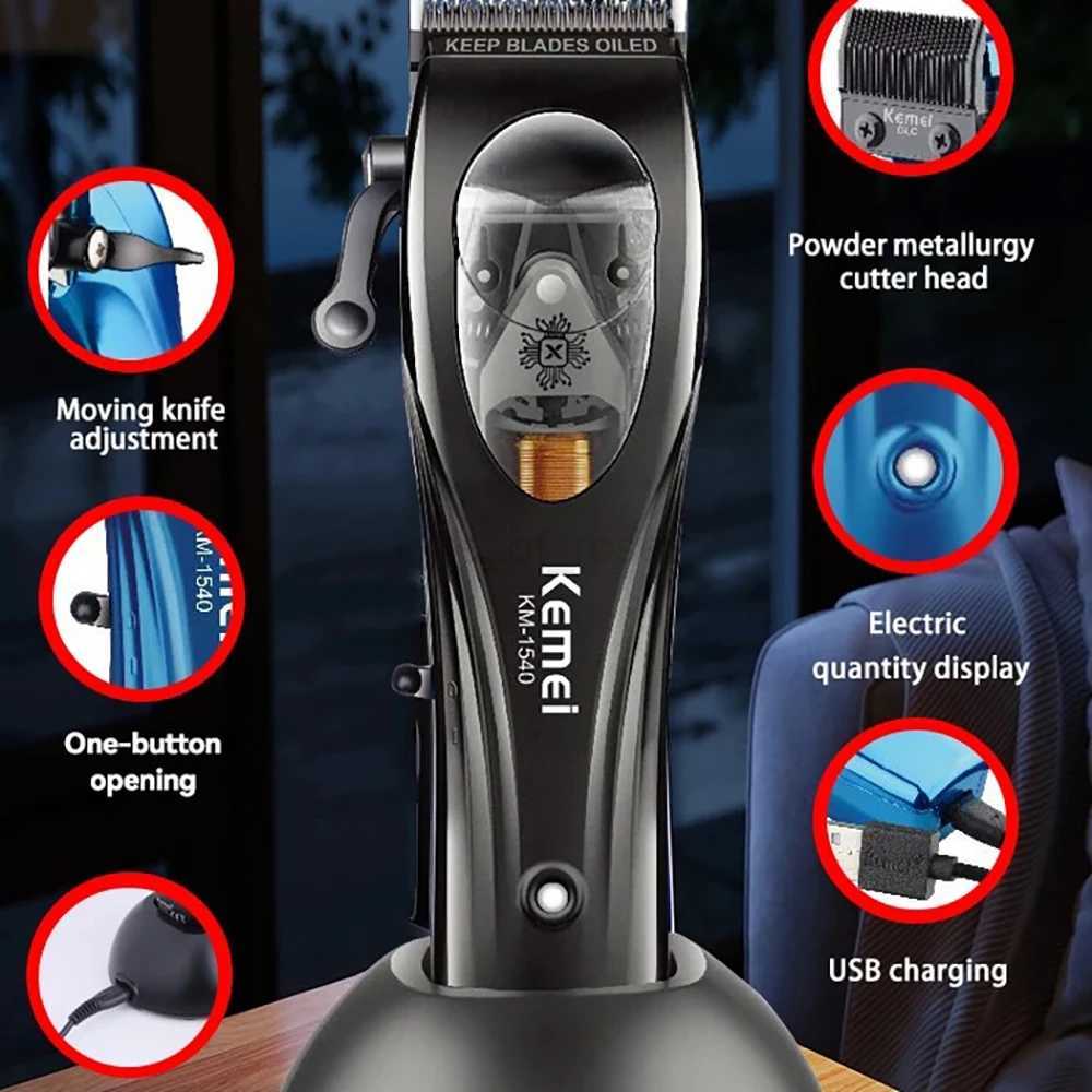 Kemei Professional Barber Cordless Hair Clipper Rechargeable Electric Hair Trimmer fade Hair Cutting Machine for Men Hair CutterM240715