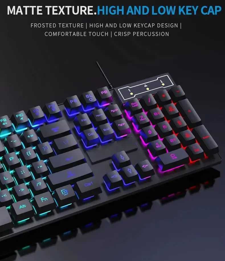 Backlit Mechanical Keyboard Wired Gaming Keyboard waterproof Luminous 104 key keyboard And Mouse Set for Gamer PC Laptop OfficeM240715