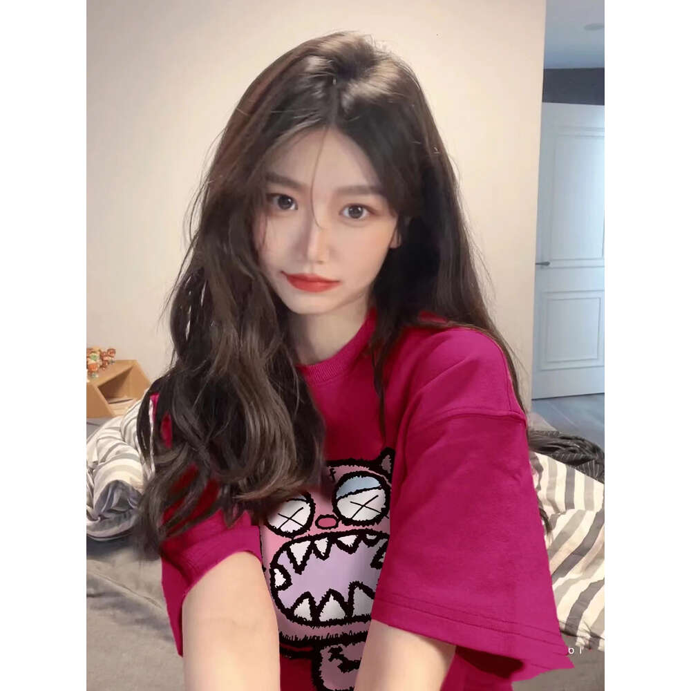 Official Picture 2023 Tiktok Cotton Rib Back Wrap Collar Shoulder Drop New T-shirt Versatile Large Women's Wear