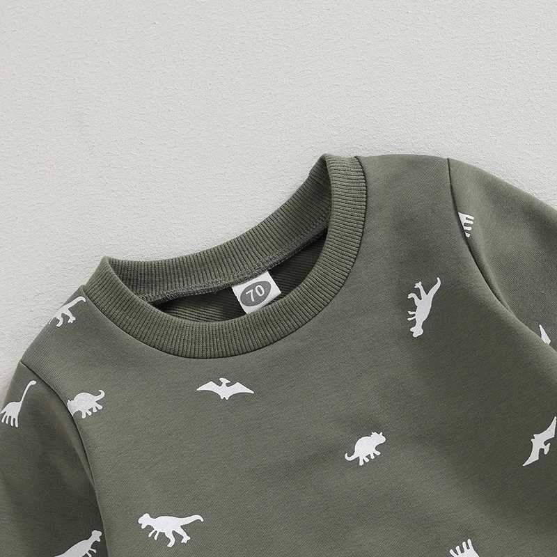 Clothing Sets 2023-08-01 Lioraitiin 0-3Y Infant Baby Boys Clothes Sets Cartoon Dinosaur Print Long Sleeve Sweatshirt Elastic Pants 2pcs