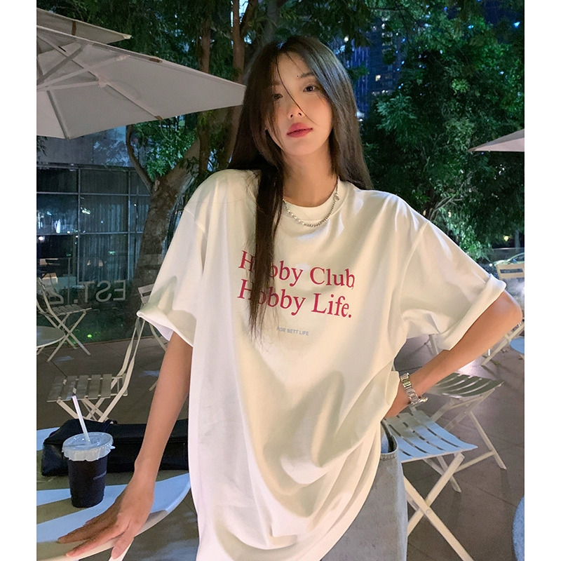 Official picture Tiktok pure cotton back bag with seam edge Chaopai Korean summer short sleeved T-shirt women
