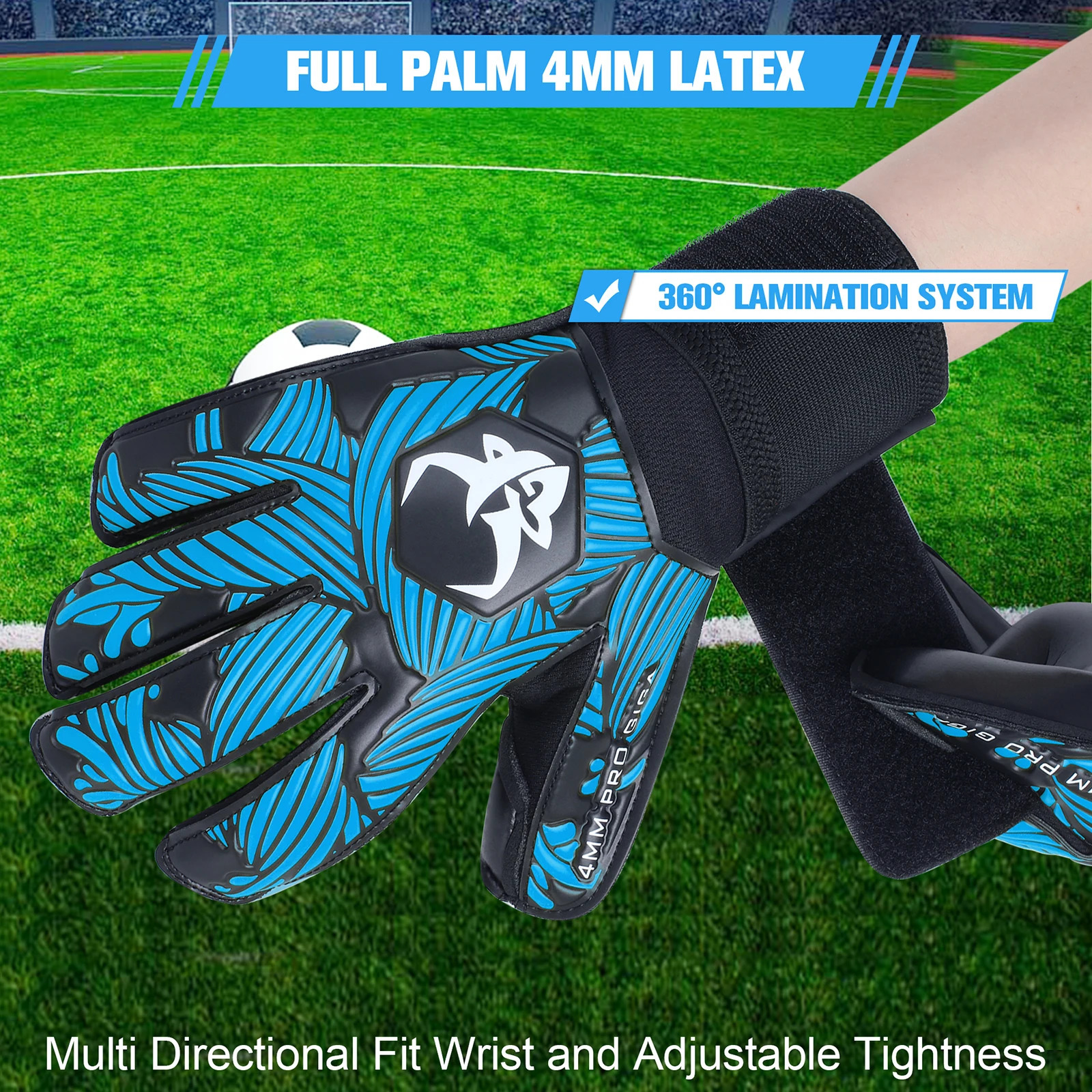 Goalie Goalkeeper Gloves Strong Grip Soccer with Finger Protect 4M Latex for Kids Youth and Adult 240712