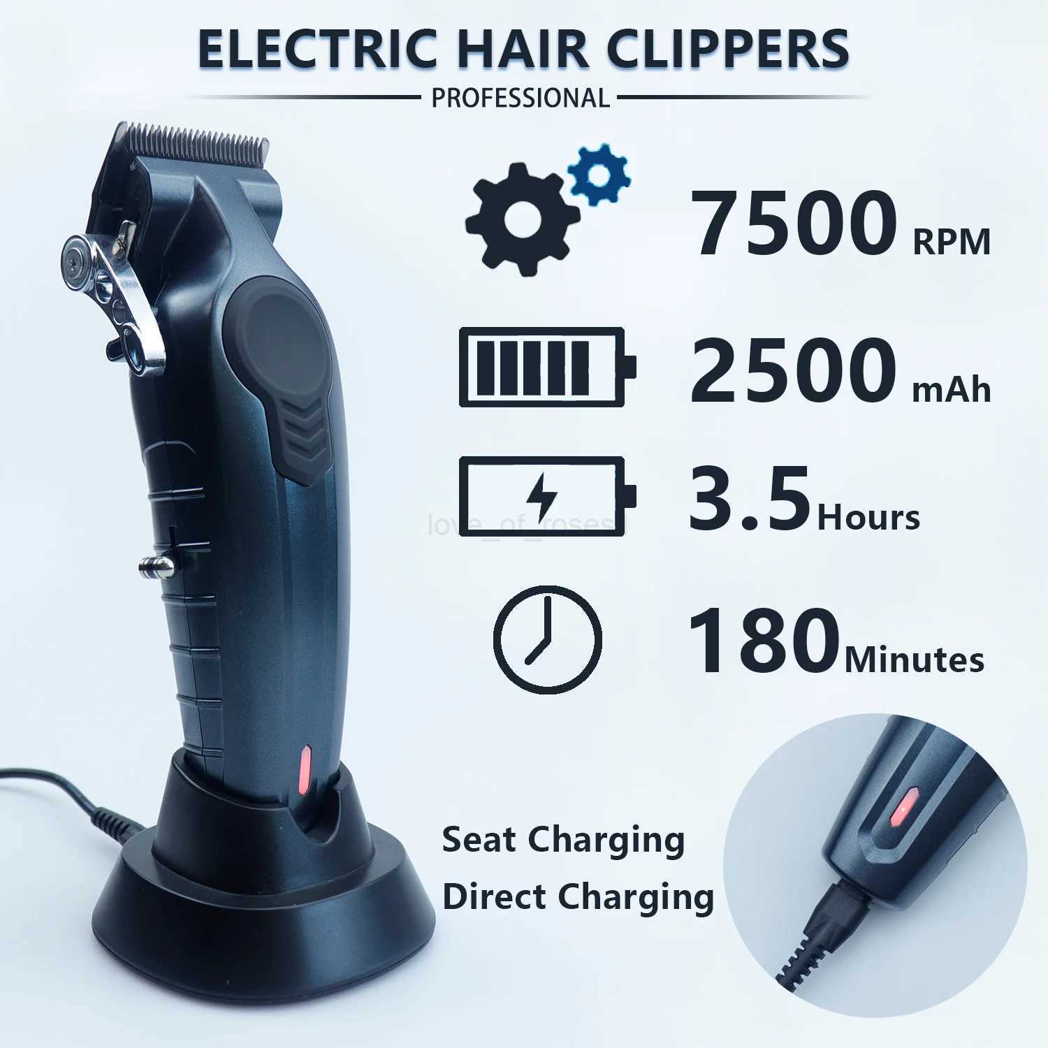 HClippers Professional Electric Hair Clippers with 7500RPM 2500mAh Capacity Battery USB Charging Hair Trimmer for Barber HC233M240715