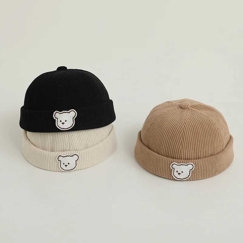 Boys and girls aged 3-24 months autumn warm bean hat solid color baby Docker hatW240715