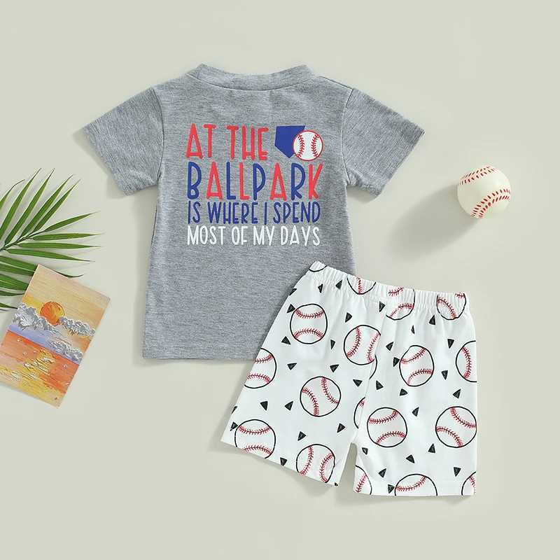 Clothing Sets Newborn Kid Baby Boys Summer Clothes Outfits Casual Baseball Print Short Sleeve T-Shirt and Elastic Sports Shorts Suit