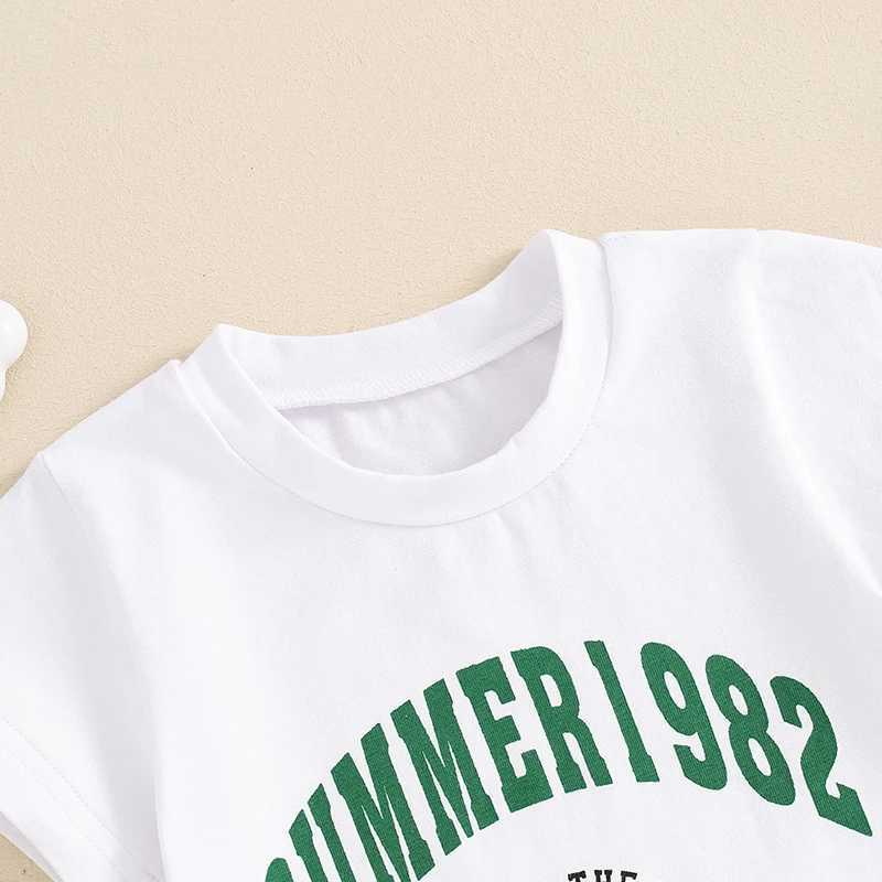 Clothing Sets 2024-03-21 Lioraitiin 0-3Y Toddler Baby Boys Summer 2PCS Shorts Sets Short Sleeve Letter Print Tops and Drstring Shorts Sets