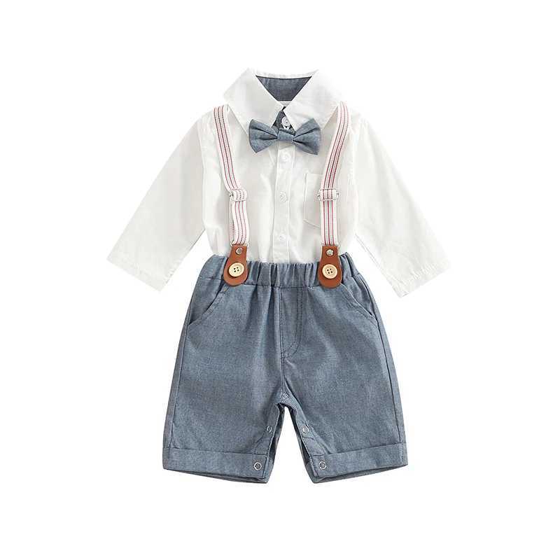 Clothing Sets Baby Boy Clothes Gentleman Birthday Suits Newborn Party Dress Soft Cotton Solid Rompers And Suspender Pants Infant Toddler Set