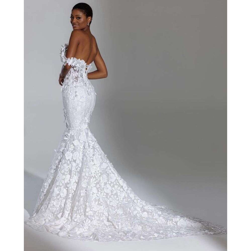 Mermaid Elegant Special Dresses Sexy Sweetheart Appliques Bridal Gowns Custom Made Backless Sweep Train Vestidos De Novia 6660311