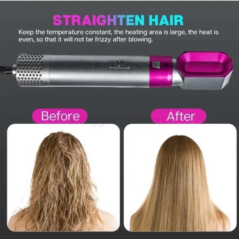 Hot Air Brush 5 in 1 Hair Dryer Brush Negative Ionic Detachable Hair Dryer Styler Air Culer Wand Hair Straightener Brush BlowB240715