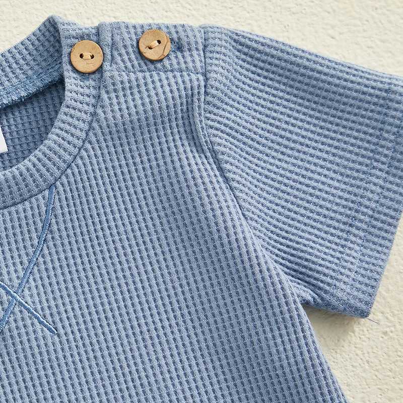 Clothing Sets Toddler Boys Summer Shorts Sets Children Clothing Baby Short Sleeve Crewneck Tops and Solid Color Drstring Shorts Sets 7RI1
